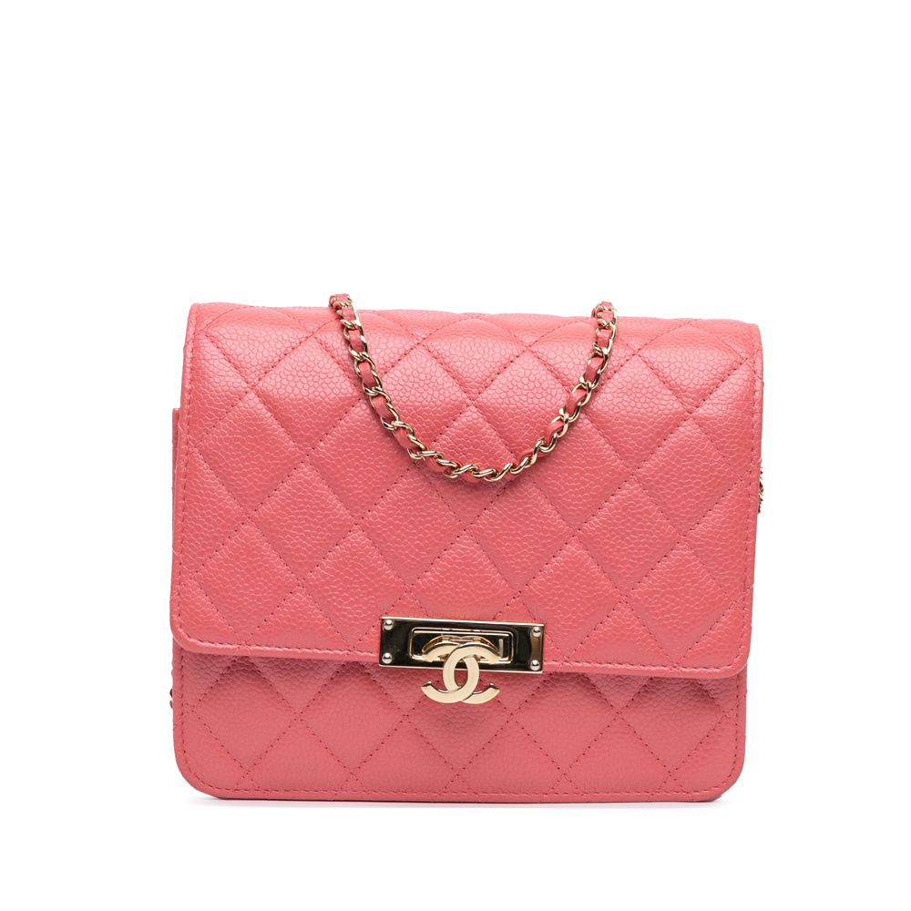 Pre-Loved Chanel Quilted Caviar Golden Class Wallet On Chain